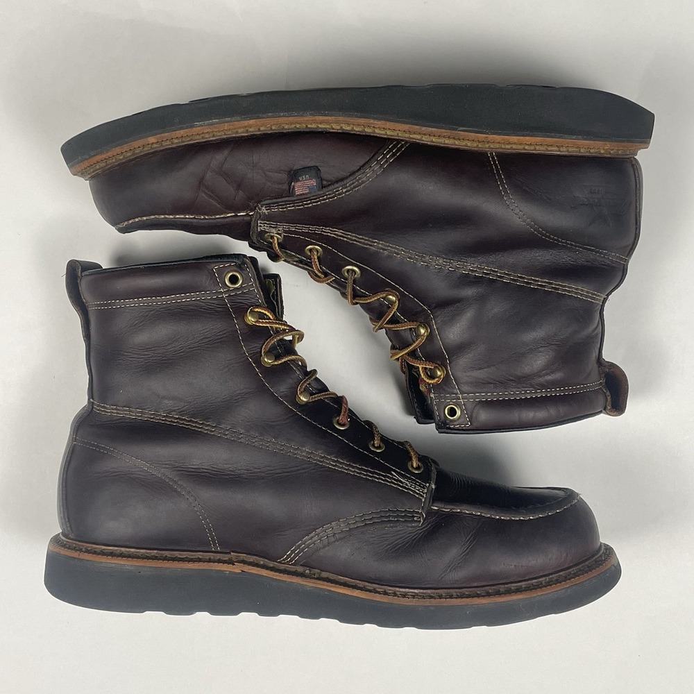 Thorogood 814-4266 Sz 12 EE Walnut Black Wedge 6" Moc Toe Work Boots USA Made